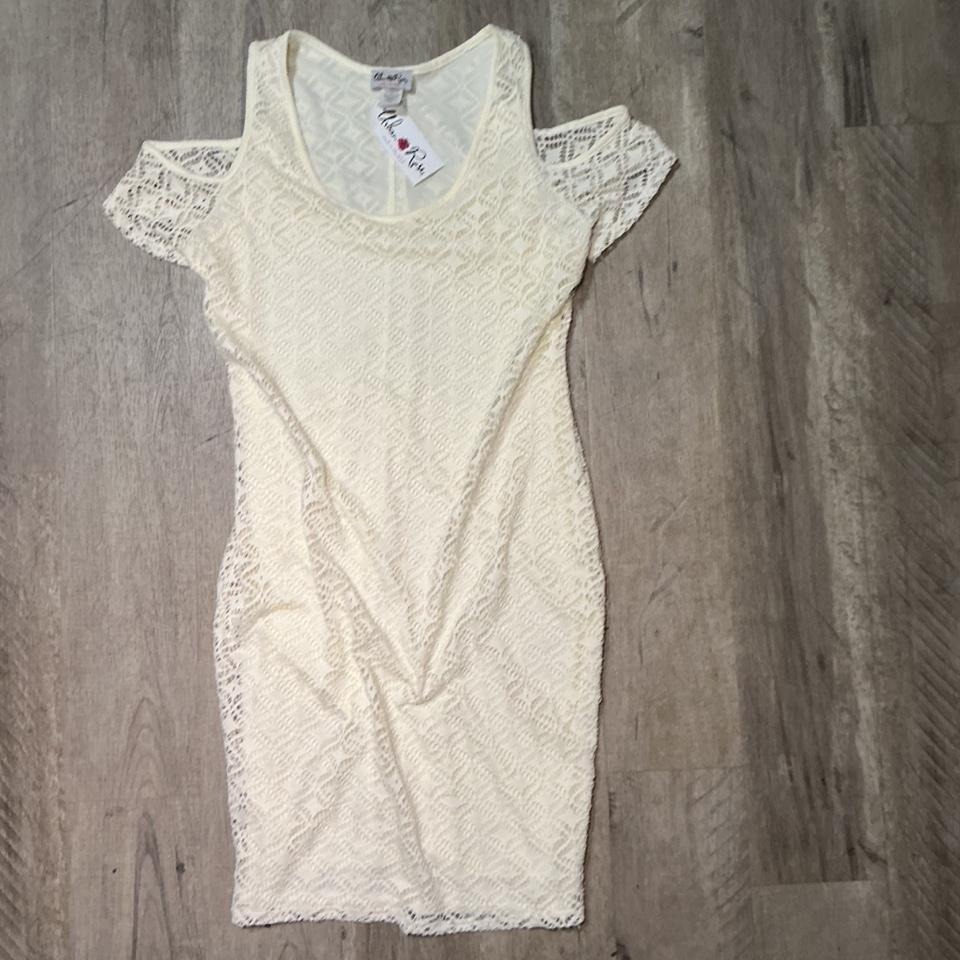 Urban Rose Cream Lace Mini Dress Open Back Side Slit Size 1x Made Usa Bridal